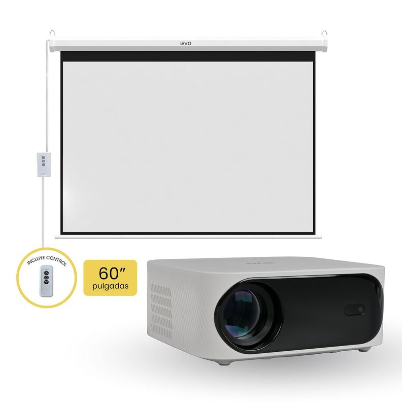 Proyector Portatil Orion 12000lm + Telón 60" Eléctrico LEVO-0