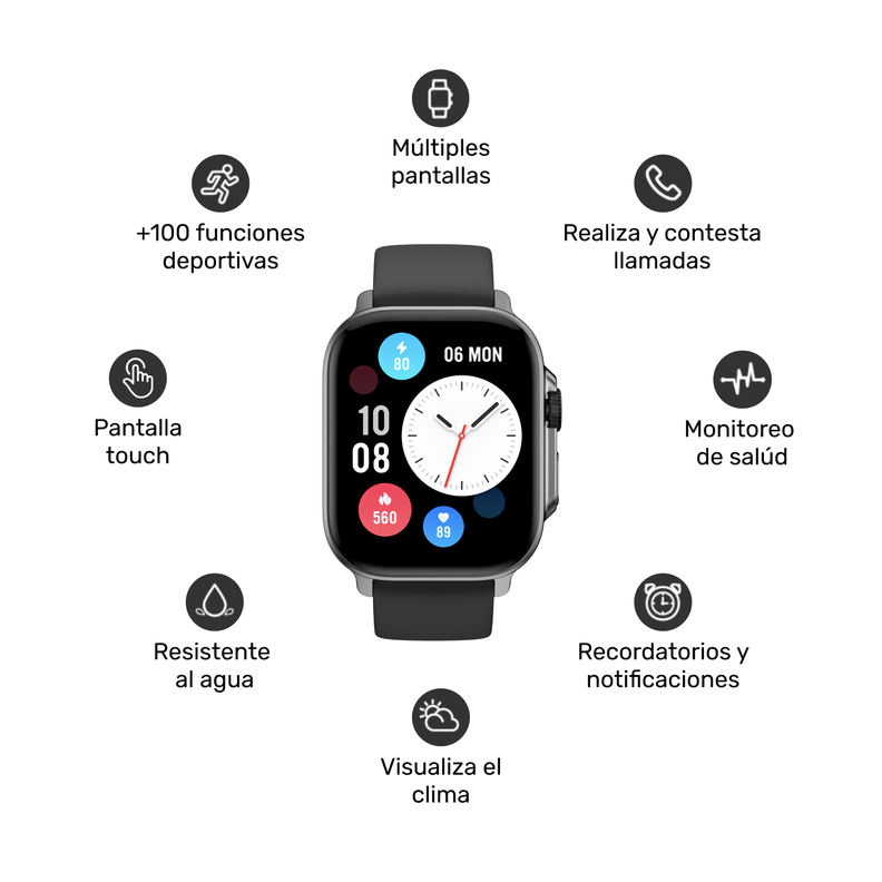 Pack Smartwatch Connect S03 Black+ Audífono RM7 Blue Lhotse-2