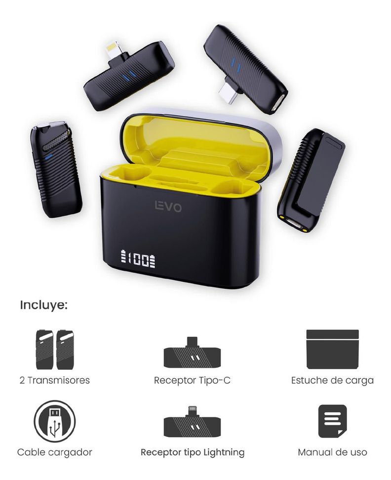 KIT Micrófono de Solapa Inalámbrico Lavalier EchoPro LEVO-1