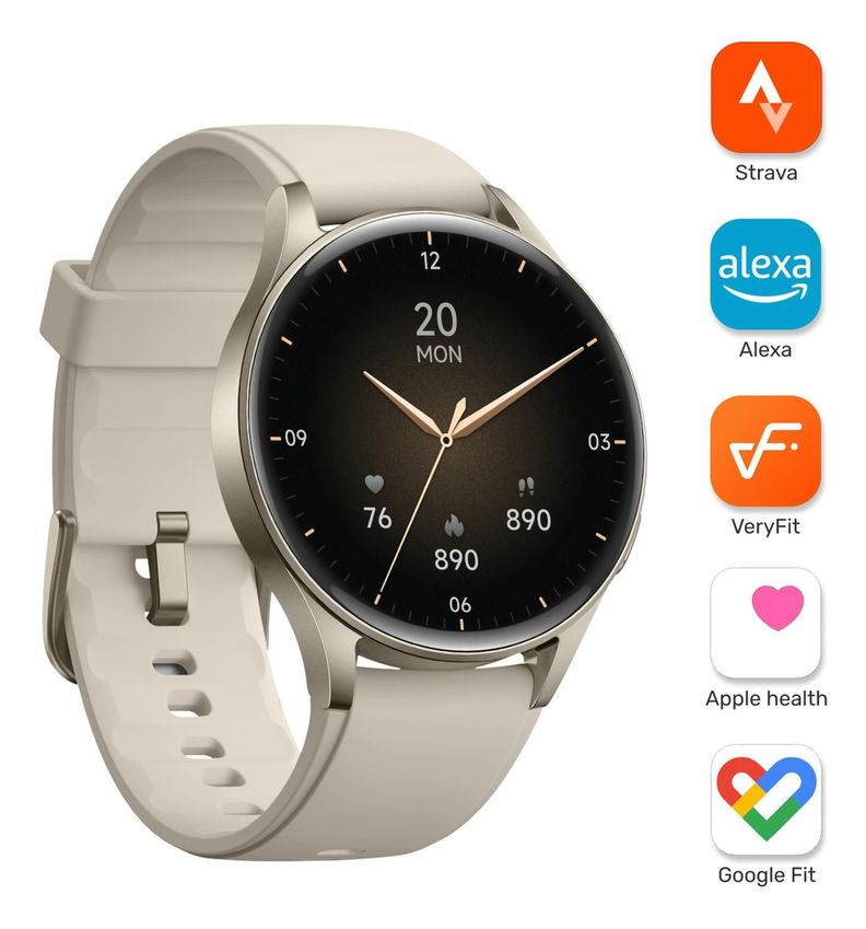 Pack Smartwatch Lhotse Vibe 05 Cream + Audífonos Rosado-1