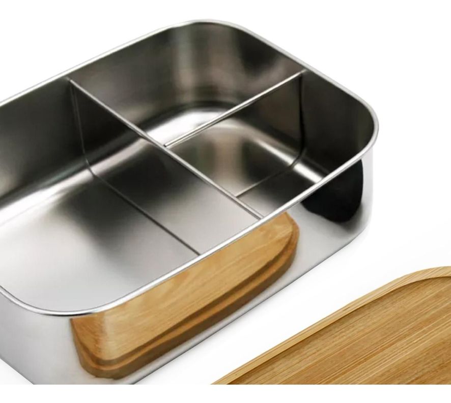 Tupper de Acero Inoxidable Tapa Madera 800 ml Simplit-3