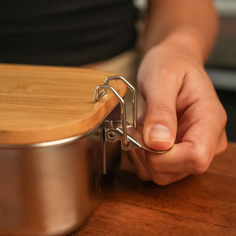 Tupper de Acero Inoxidable Tapa Madera 800 ml Simplit-7