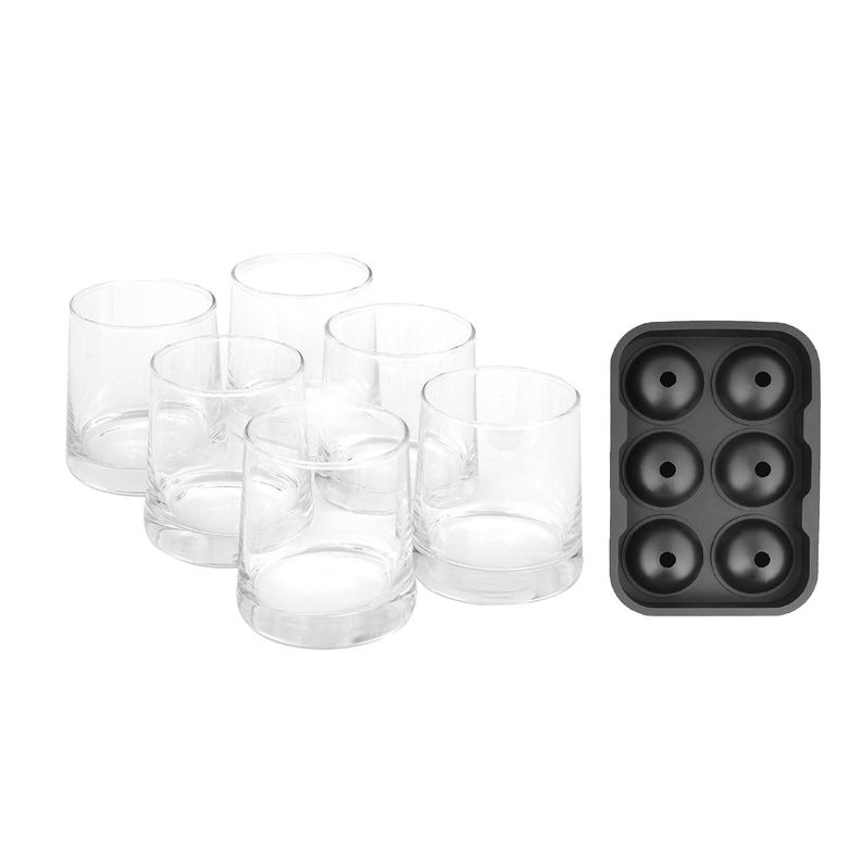 Pack 6 Vasos Whisky Kentucky + Cubeta Hielos Redondos-0