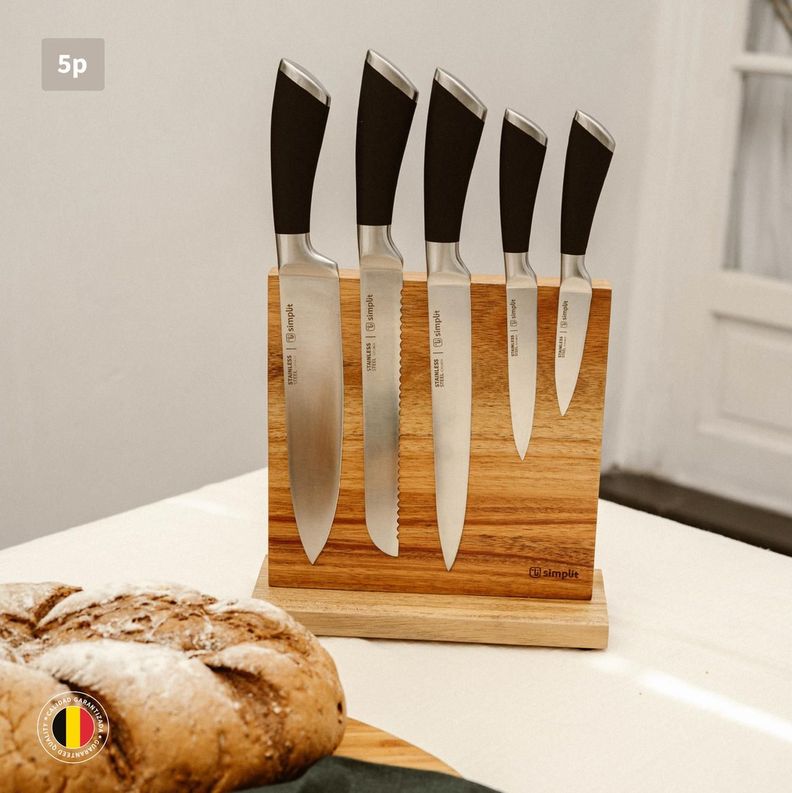 Set Cuchillos Küche 5 pcs Acero Inoxidable + Base Simplit-3