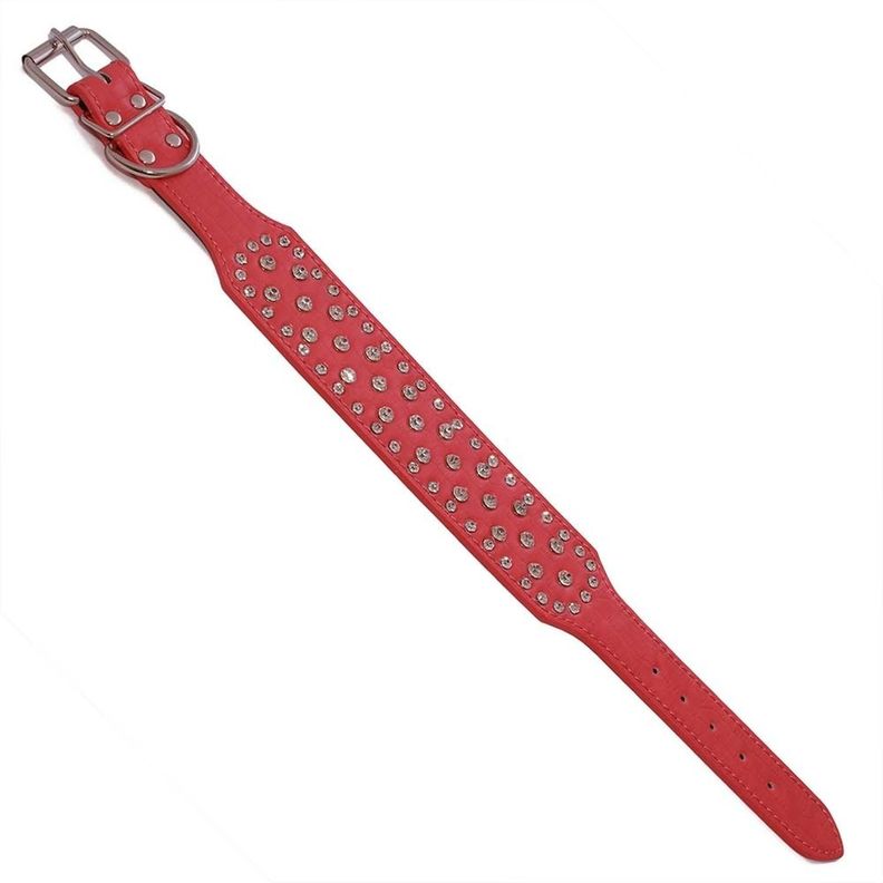 Collar Perro Con Diamantes Eco Cuero 2Xl Rosado Mascan-1