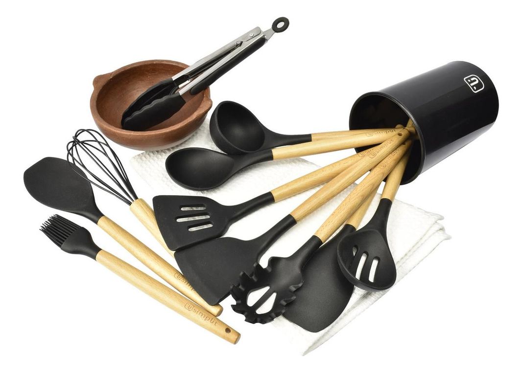Kit Batería Cocina 8 Pza + Set 12 Utensilios Simplit-6