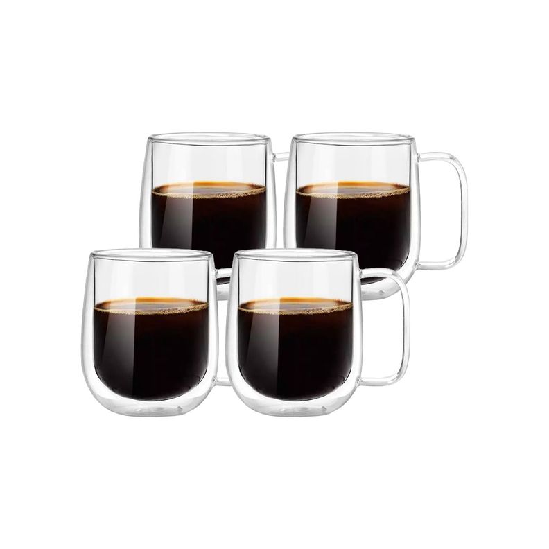 Set 4 Tazas Mug de Vidrio Doble Pared 300 ml Simplit-0