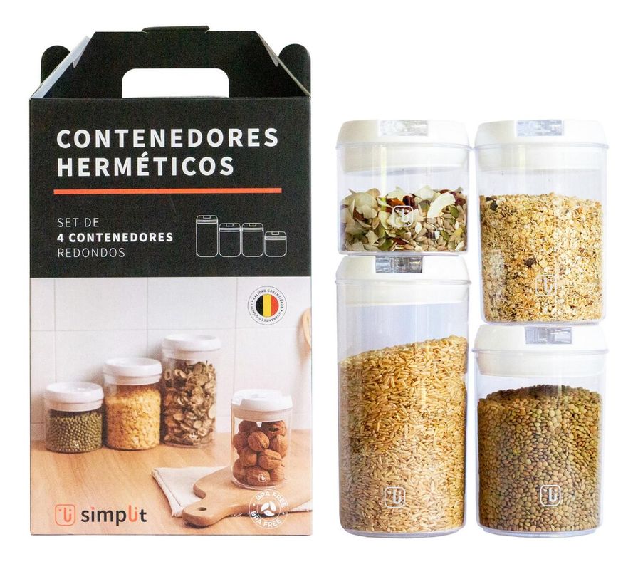 Contenedores Alimento Herméticos Set 4 Cierre Facil Simplit-3