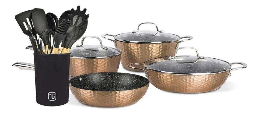 Kit Batería Cocina 7 Pza + Set 12 Utensilios Simplit-0
