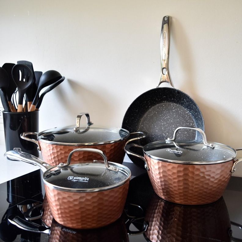 Batería de Cocina Antiadherente Copper 7 Piezas Simplit-1