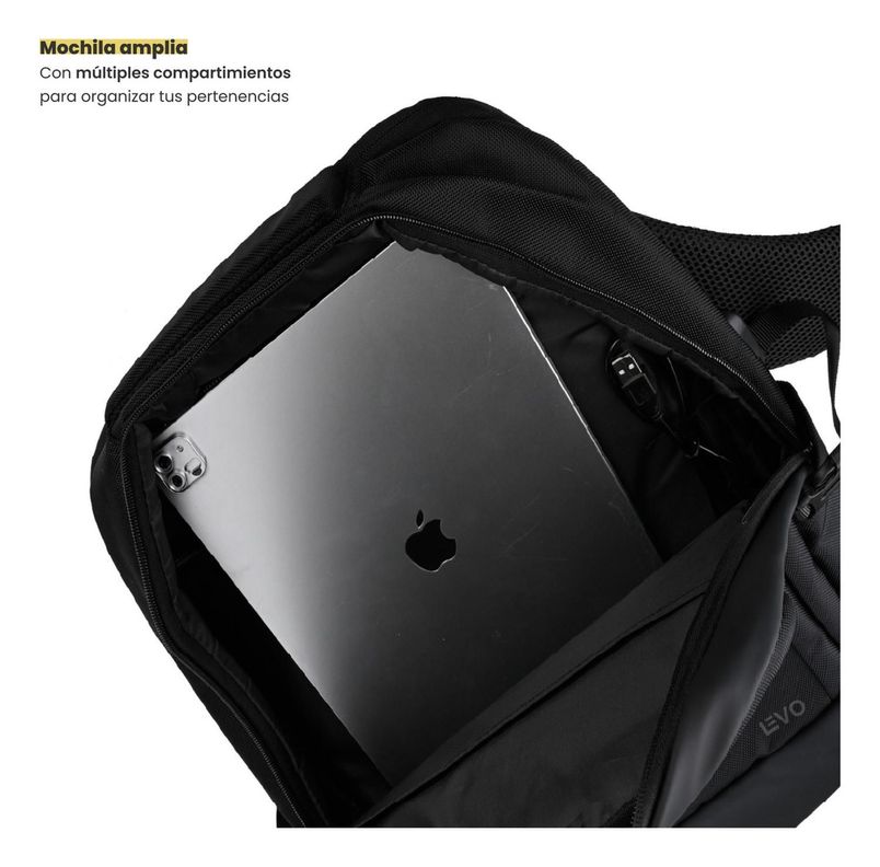 Mochila de viaje Notebook WOLF Negra 15,6" LEVO-2