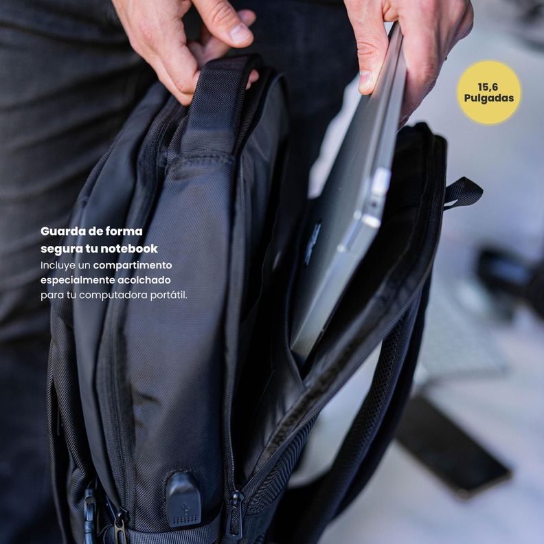 Mochila de viaje Notebook WOLF Negra 15,6" LEVO-3