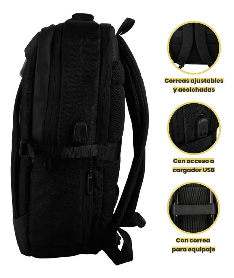 Mochila de viaje Notebook WOLF Negra 15,6" LEVO-4