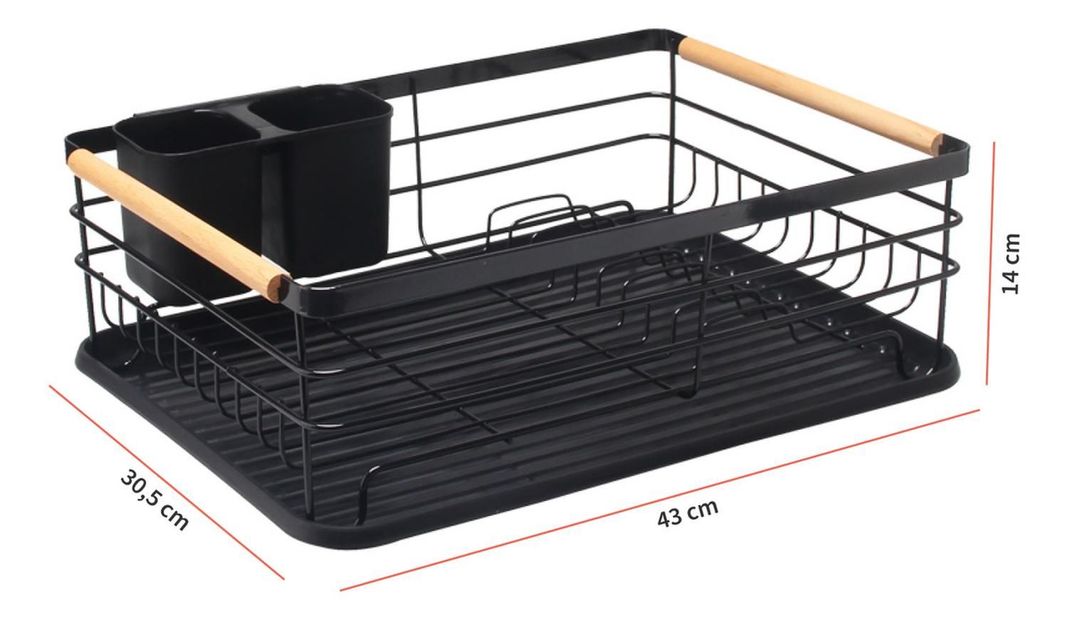 Secaplatos Escurridor 1 Nivel Acero Inox Negro Simplit-1