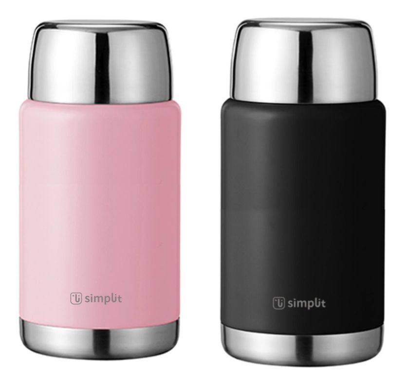 Pack 2 Termos de Comida 750ml Rosado y Negro Simplit-0