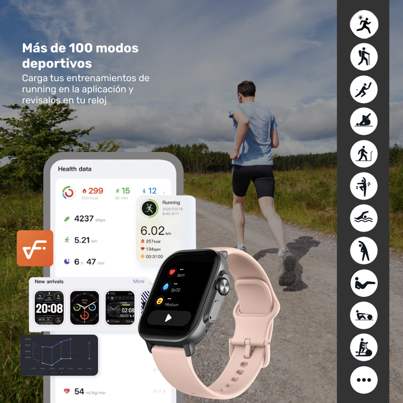 Pack Smartwatch Connect S03 Pink + Audífono RM7 Black Lhotse-3