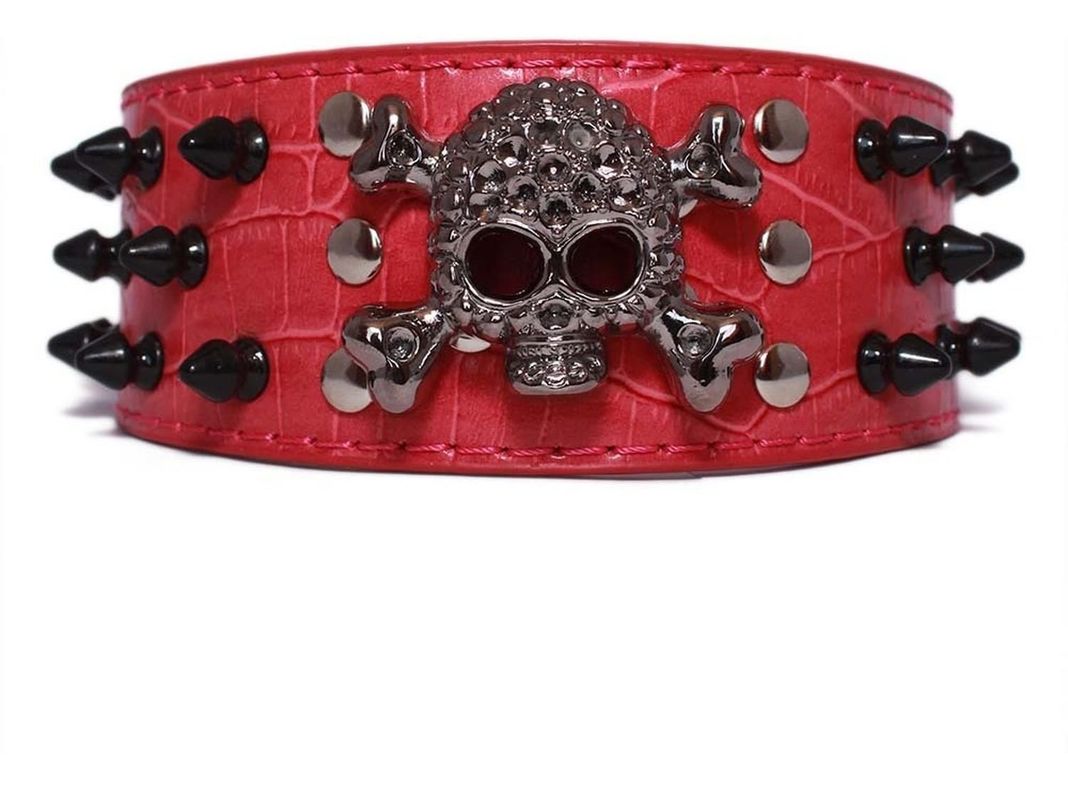 Collar Perro Calavera Puntas Redondas 3Xl Fucsia Mascan-0