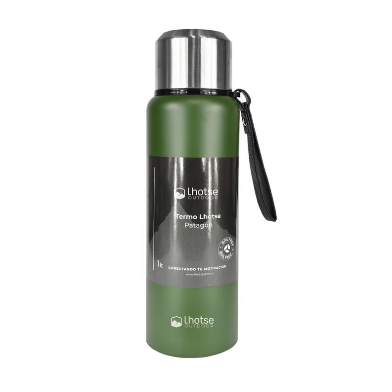 Kit Mochila Outdoor + Termo Patagón Verde Lhotse-2