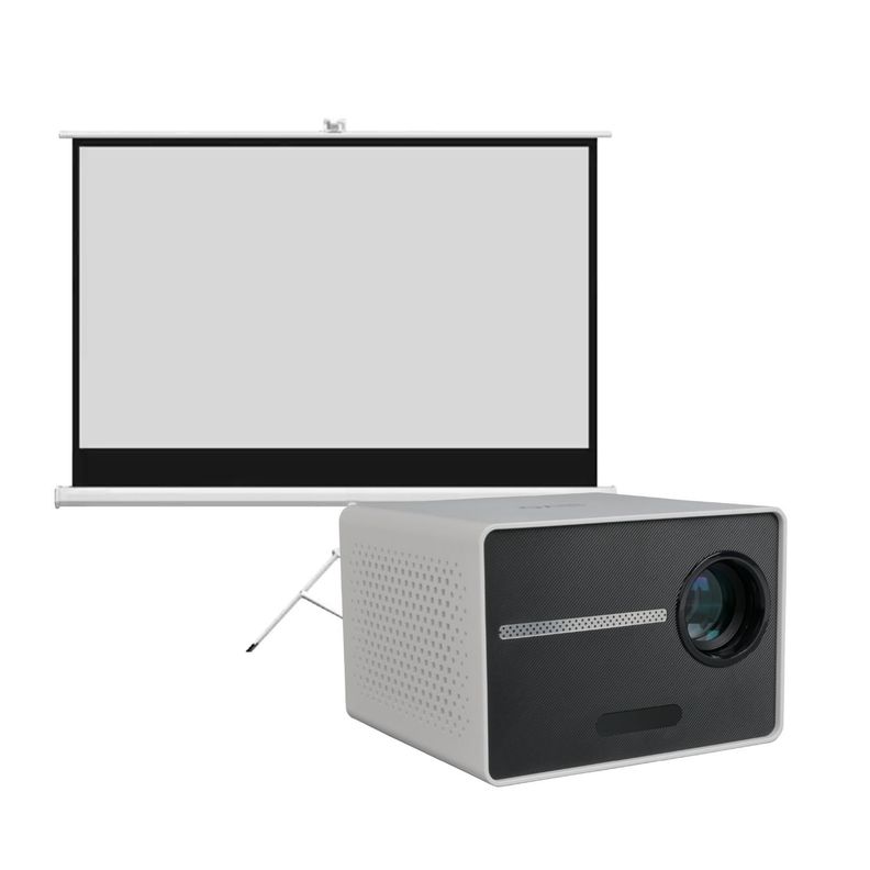 Proyector Portatil Mini Halo 9000lm + Telón 60" LEVO-0