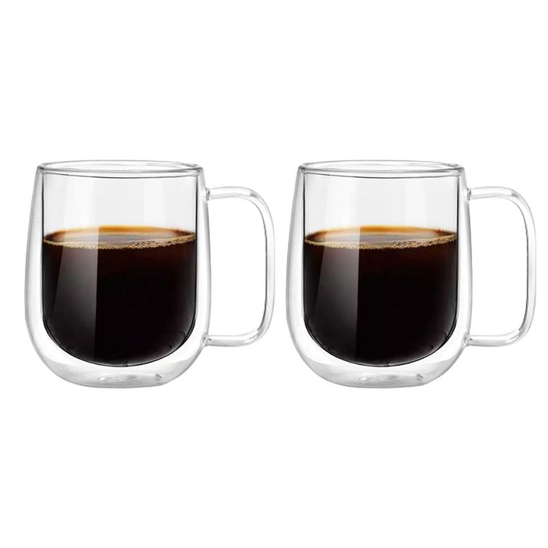 Set 2 Tazas Mug de Vidrio Doble Pared 300 ml Simplit-1