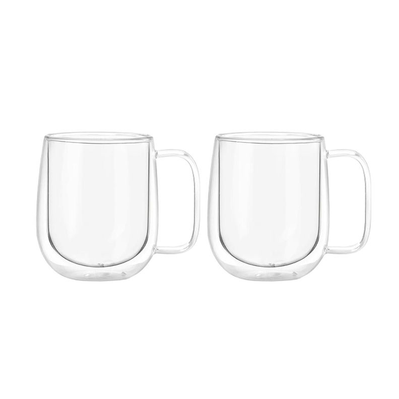 Set 2 Tazas Mug de Vidrio Doble Pared 300 ml Simplit Transparente
