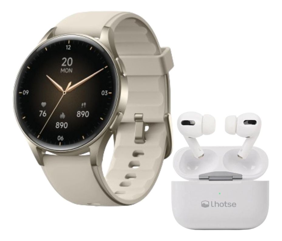 Pack Smartwatch Lhotse Vibe 05 Cream + Audífonos Blanco-0