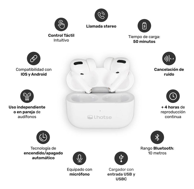 Pack Smartwatch Lhotse Vibe 05 Cream + Audífonos Blanco-4