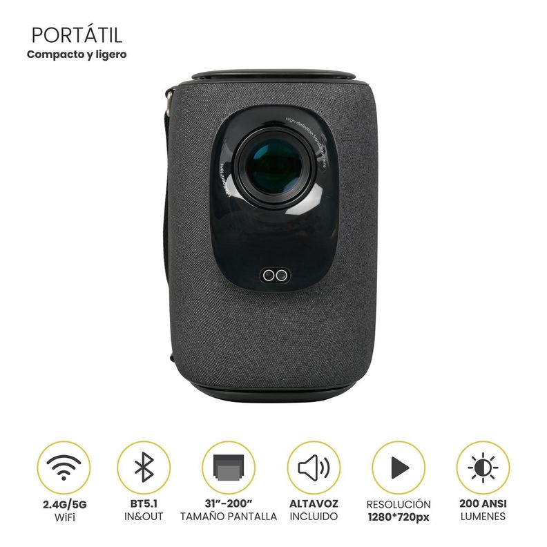 Proyector Portatil Nova 9000lm + Telón 60" Eléctrico LEVO-1