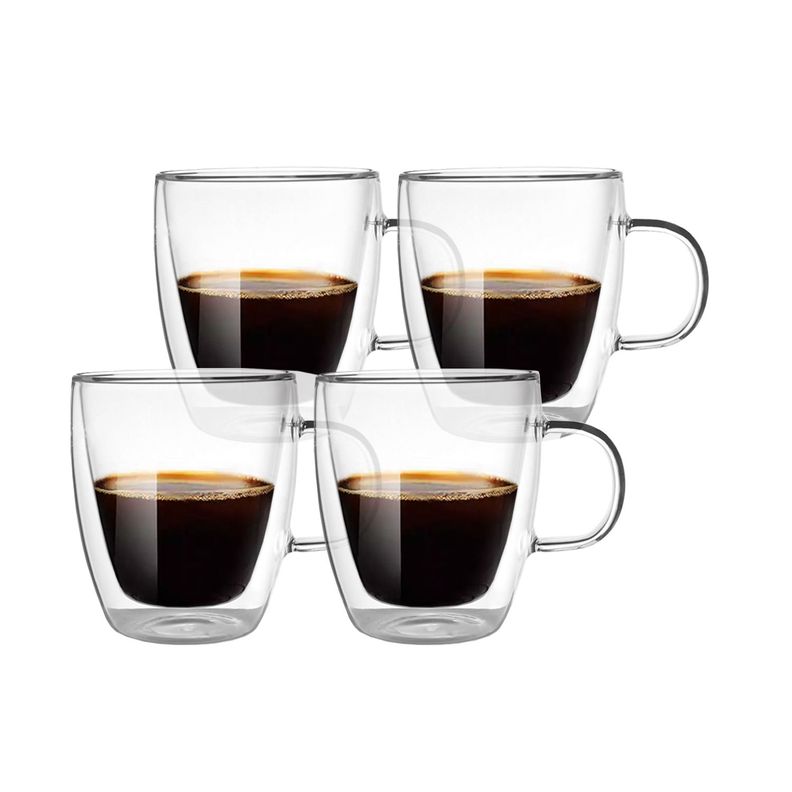 Set 4 Tazas de Vidrio Doble Pared 350 ml Simplit-0