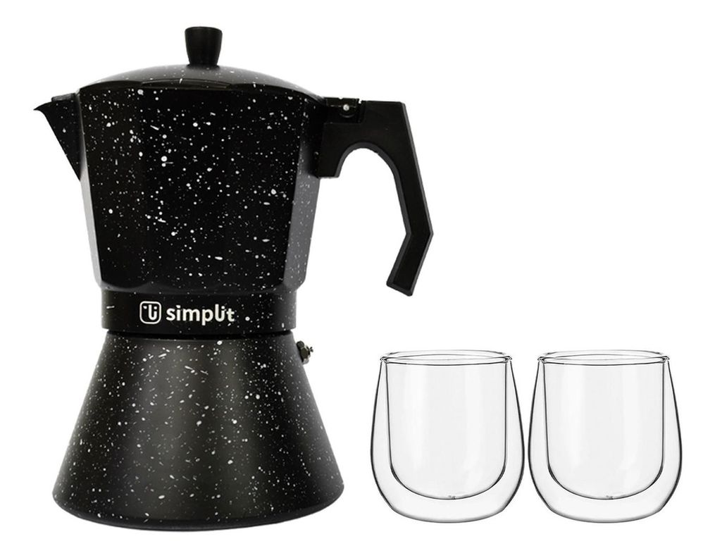 Pack Cafetera Italiana 4 Tazas + Set 2 Tazas Expreso 80 ml-0