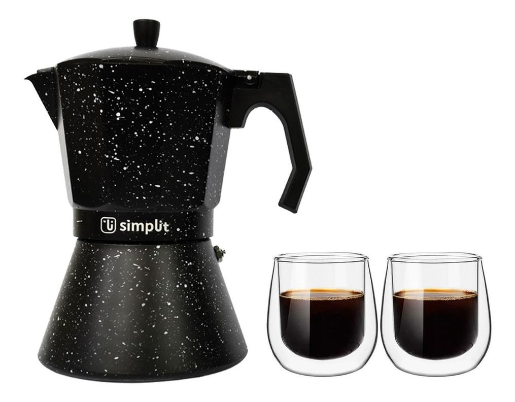 Pack Cafetera Italiana 4 Tazas + Set 2 Tazas Expreso 80 ml-1