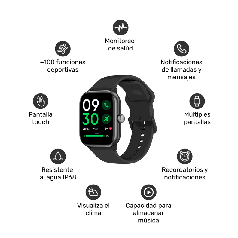 Pack Smartwatch Black Rhythm + Audífonos Black BeatMaster-2