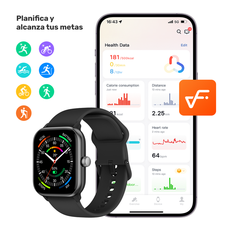 Pack Smartwatch Black Rhythm + Audífonos Black BeatMaster-3