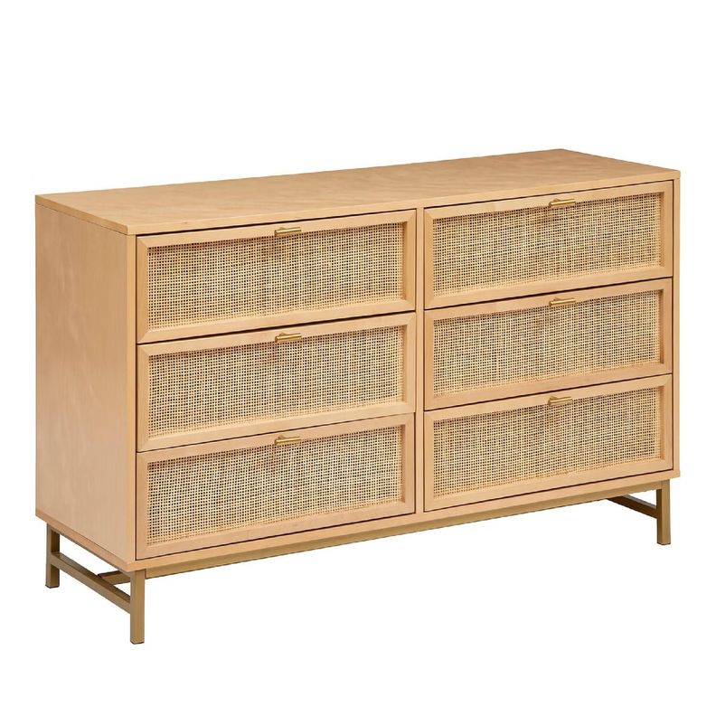 Comoda Doble Ratan 6 Cajones 120x40x74,5 cm Atmosphera Cafe