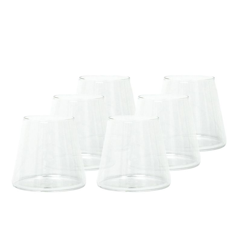 Set 6 Vasos de Vidrio Estilo Japones 320 ml Simplit Blanco