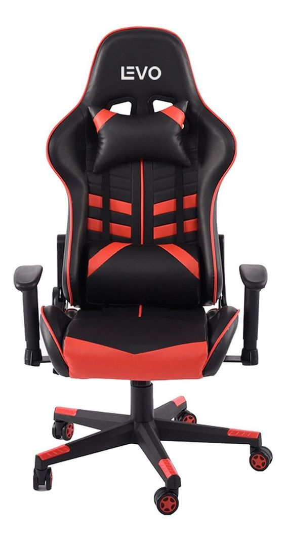 Silla Gamer Escritorio Ergonómica Negra Roja Levo-0
