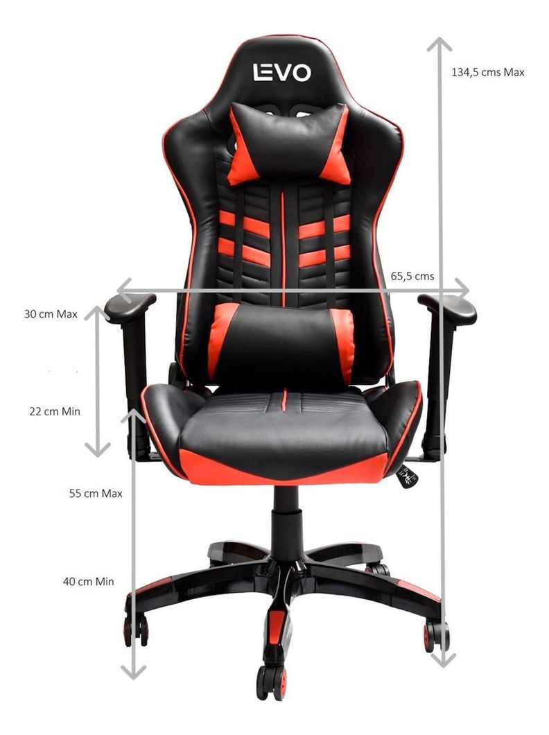 Silla Gamer Escritorio Ergonómica Negra Roja Levo-1