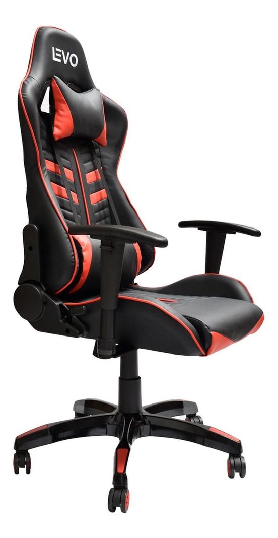 Silla Gamer Escritorio Ergonómica Negra Roja Levo-2