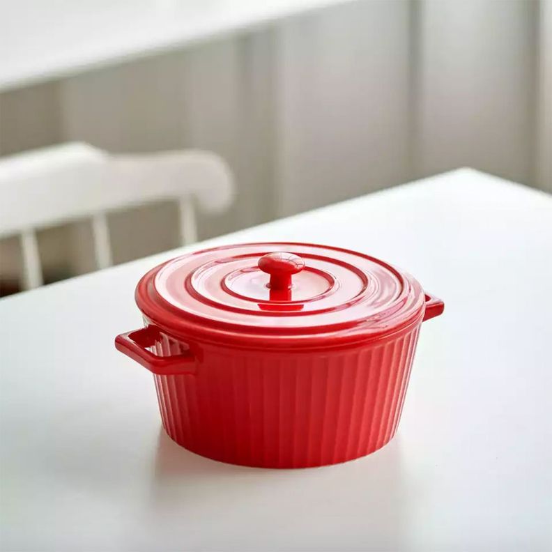 Fuente De Cerámica Para Horno Cacerola Olla Roja Simplit-4