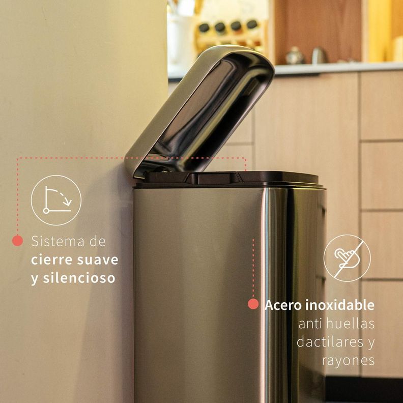 Basurero Cocina Iron 40lts Pedal Acero Inox Simplit-2