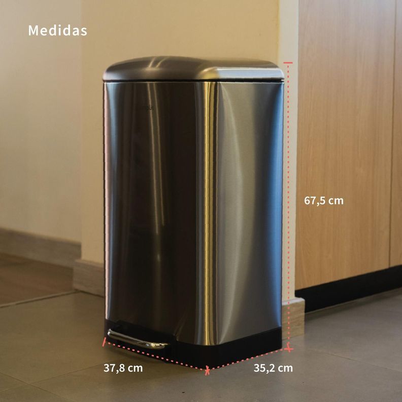 Basurero Cocina Iron 40lts Pedal Acero Inox Simplit-3