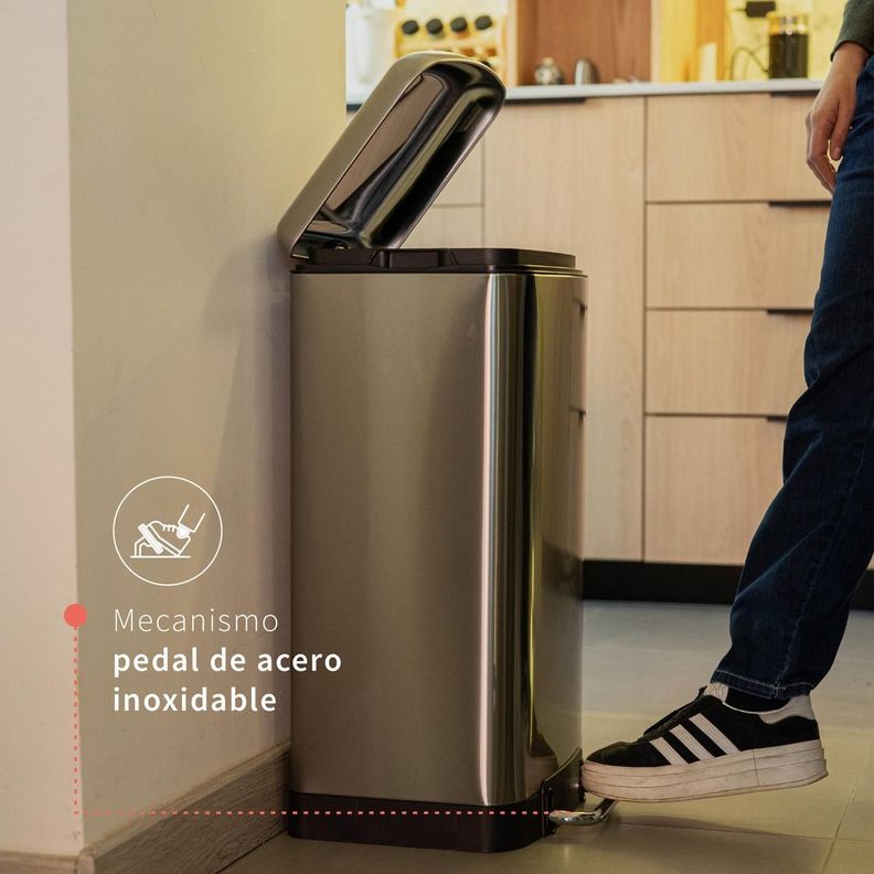 Basurero Cocina Iron 40lts Pedal Acero Inox Simplit-4