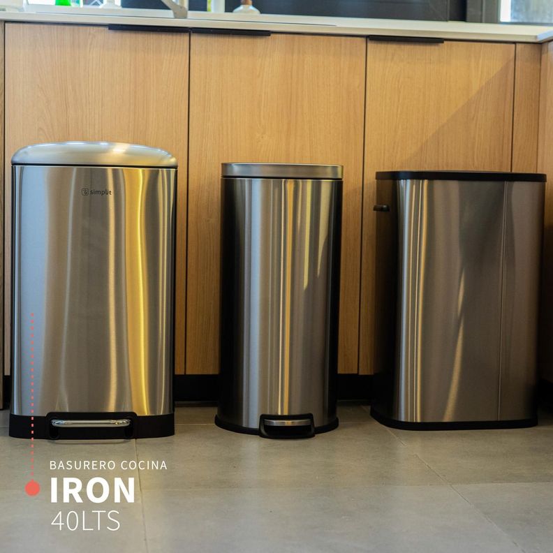 Basurero Cocina Iron 40lts Pedal Acero Inox Simplit-7