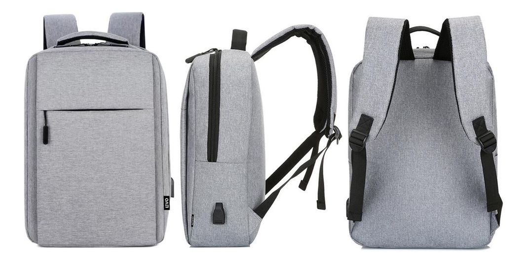 Mochila para Notebook con Puerto USB 15" Gris Levo-1