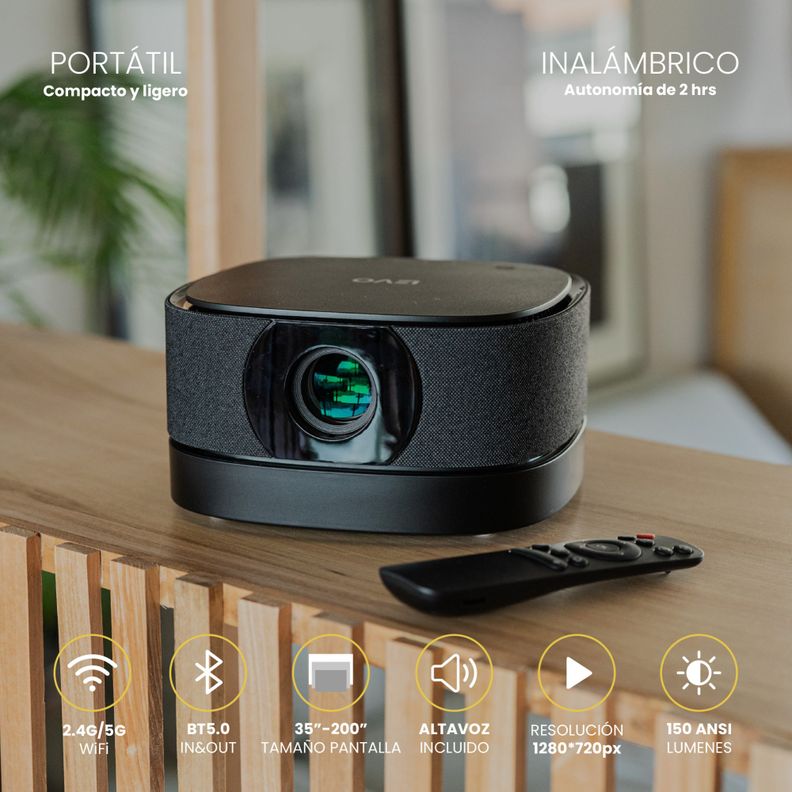 Proyector Portatil Inalámbrico Smart Lumix 9000lm BT Levo-1