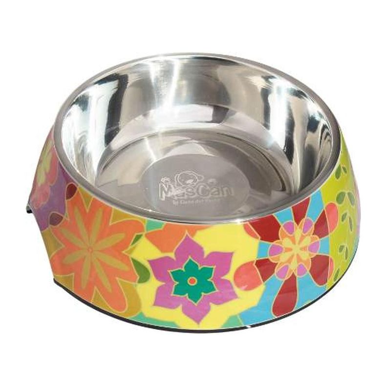 Plato Melamina Motivo Redondo Amarillo Talla M Perro-0