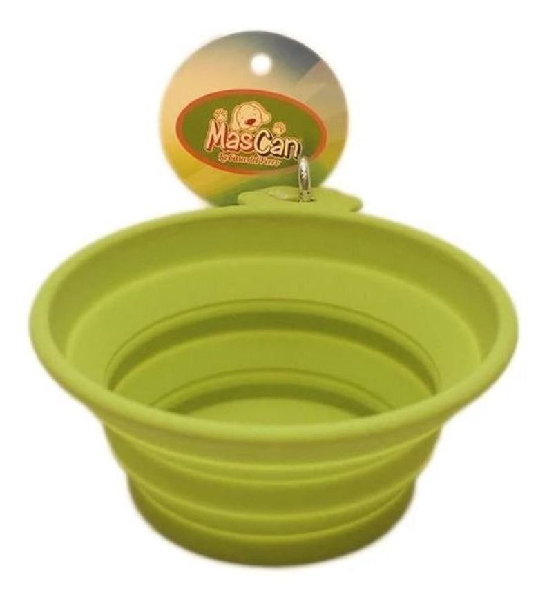 Plato Plegable Silicona Simple Verde Para Perro M Mascan-0
