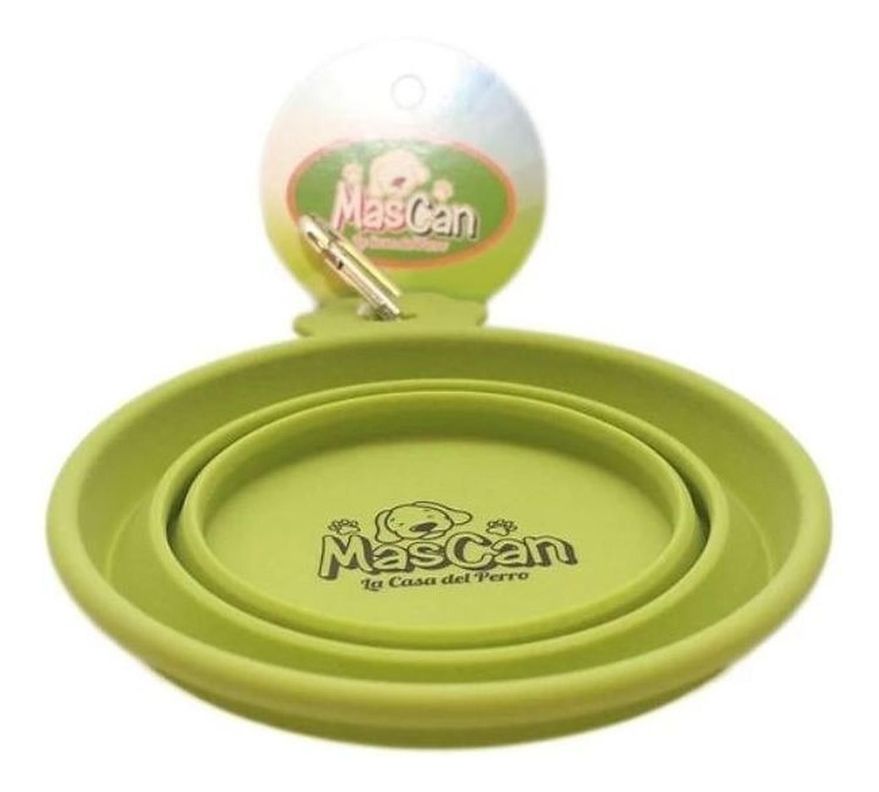 Plato Plegable Silicona Simple Verde Para Perro M Mascan-1
