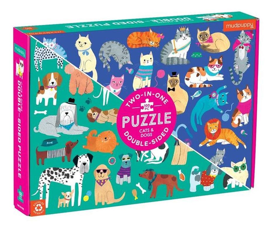 Puzzle 100Pcs Doble Perros Y Gatos Mudpuppy-0
