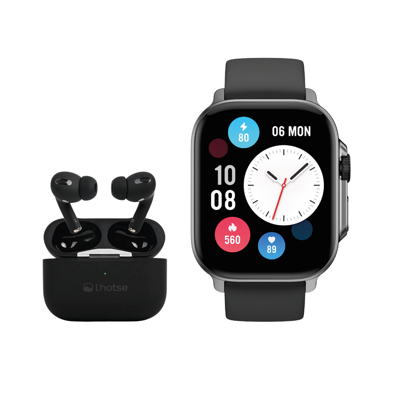 Pack Smartwatch Connect S03 Black + Audífono RM7 Lhotse-0